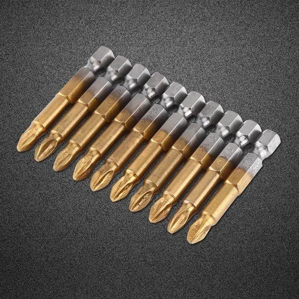 Lot de 10 Embouts Tournevis Cruciformes Magnétiques PH2 50mm Antidérapants