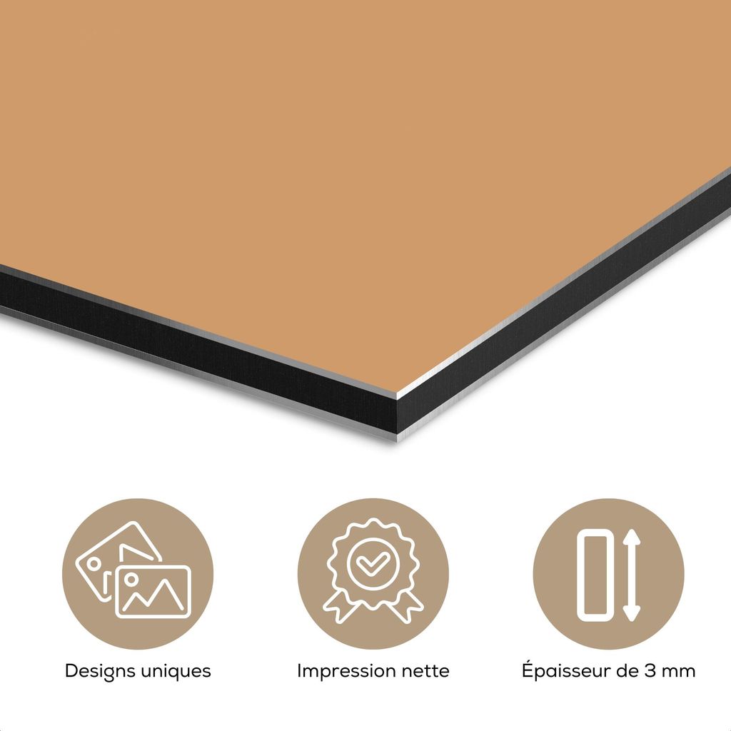 MuchoWow Wanddekoration Metall Metallbild Wandkunst 40x60 cm Cappuccino - Tasse - Untertasse - Minimalistisch MuchoWow Aluminium Gemälde - Wanddek...