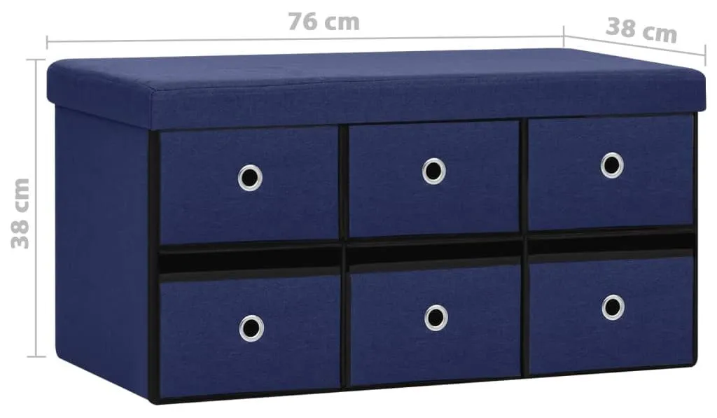 Banc d'entrée avec coffre de stockage bleu 76 cm idéal gain de place - 8