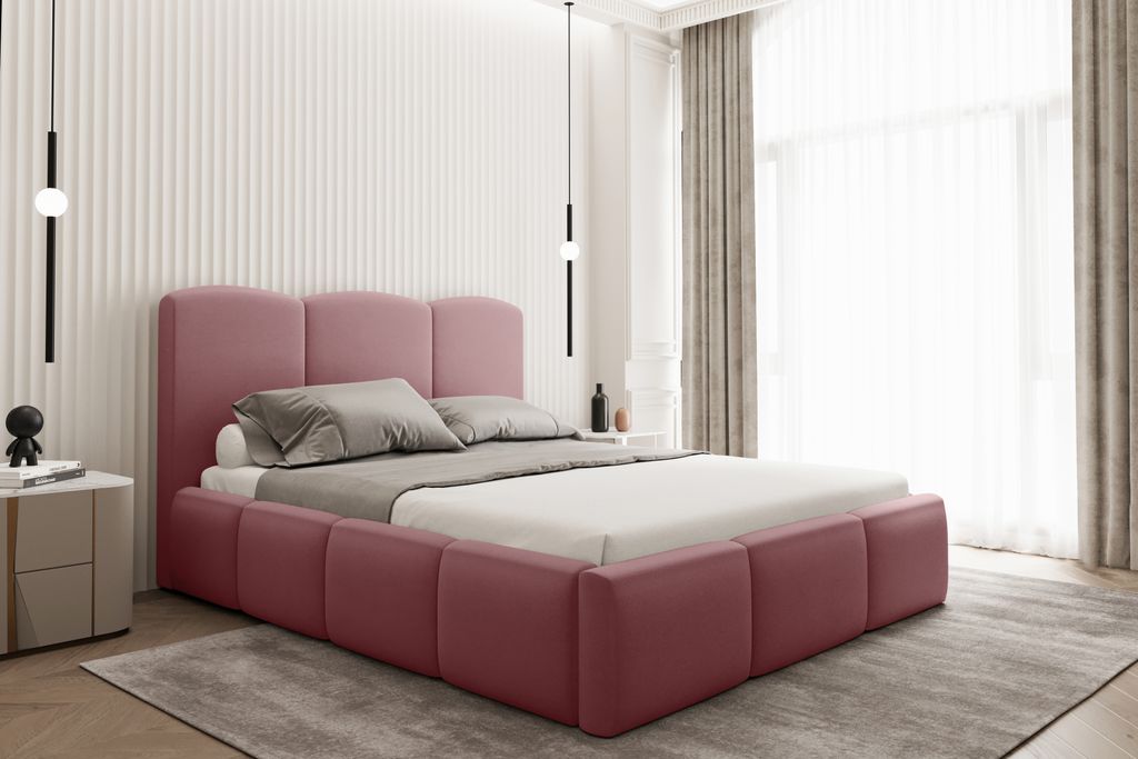 Kaiser Möbel Schlafzimmerbett mit bettkasten 180x200 cm AMRUM unter matratze Lachs