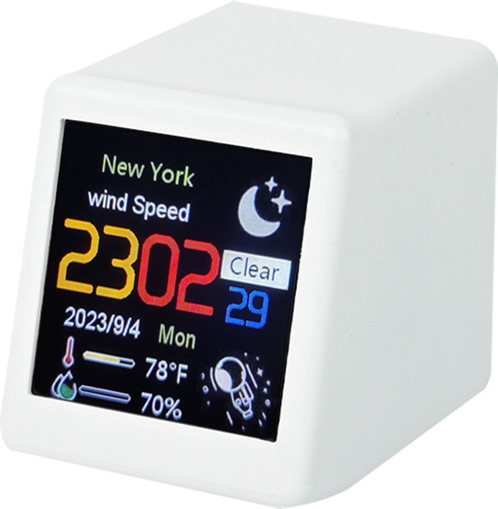Wetterstation, intelligente WLAN-Wettervorhersagestation, Desktop-Touchscreen, DIY-Kreativuhr, Thermometer, Hygrometer fuer Zuhause, Buero, Schlafz...