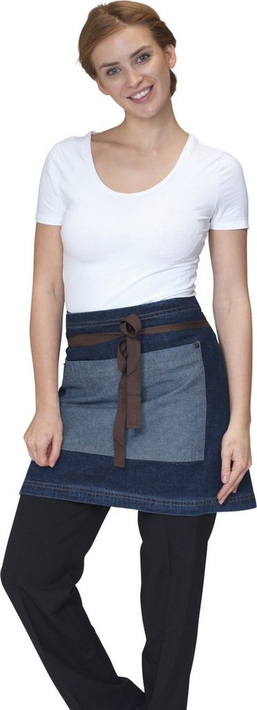 Dennys Washed Denim Kontrast Schürze BC3973 (Einheitsgröße) (Rohes Blau Denim)