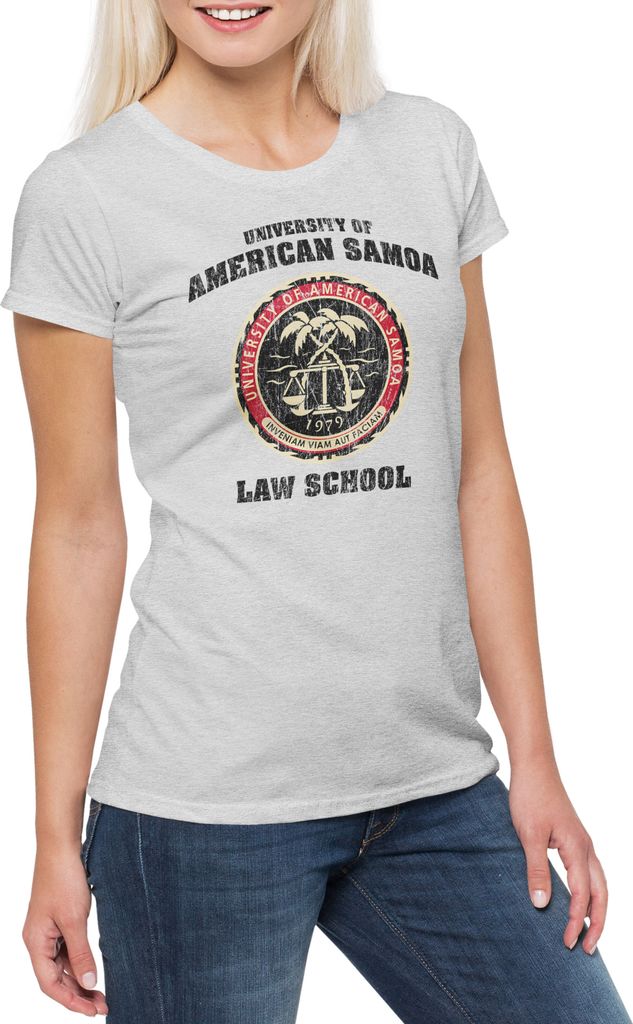 Urban Backwoods University of American Samoa, Damen T-Shirt, Farbe: Hellgrau, Größe: M