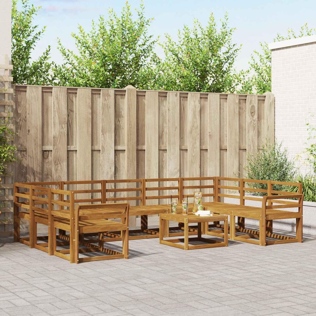 Outdoor-Sofagarnitur - VIDAXL - Terrassen-Sofa - 10 pcs - Natur Massivholz Akazie