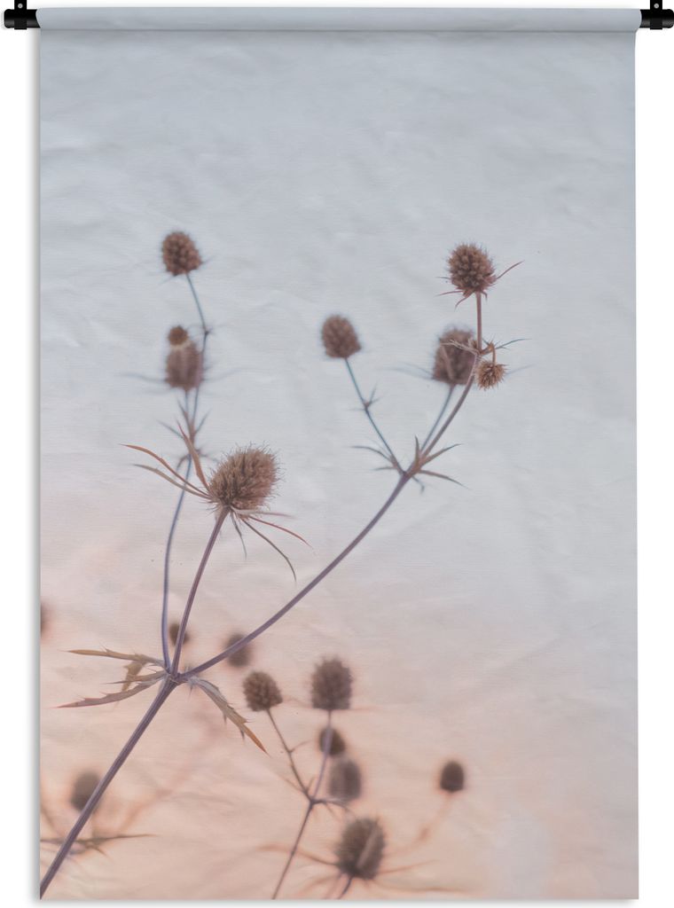 MuchoWow Wandteppich Wandbehang Getrocknete Blumen - Pastell - Himmel 60x90 cm Tapisserie Dekoration Wandtuch - Foto-Teppich - Abwaschbar