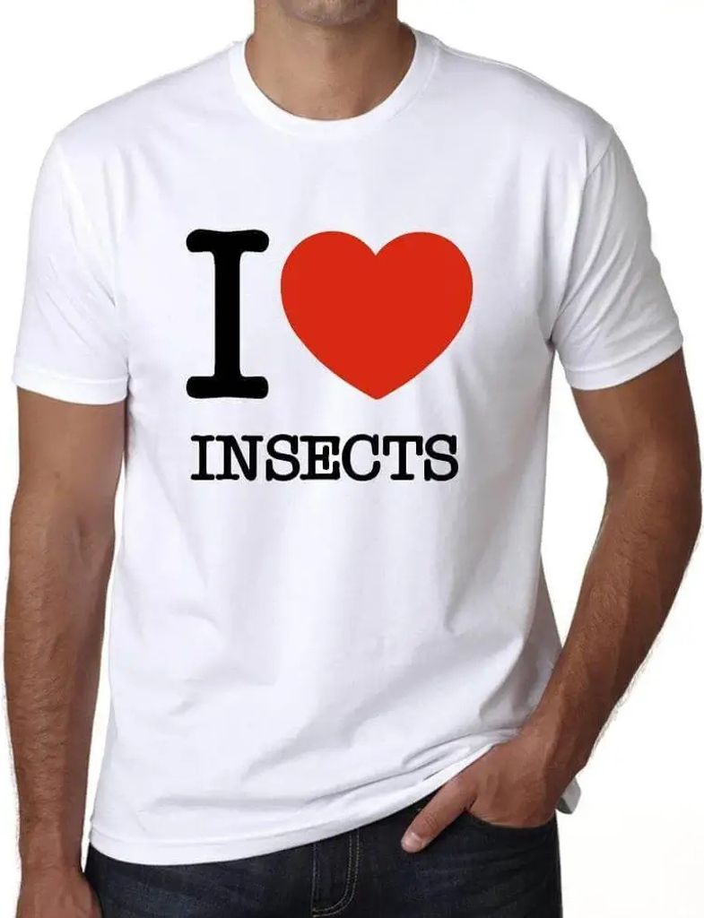 Herren Grafik T-Shirt Ich liebe Insekten – I Love Insects – Öko-Verantwortlich Vintage Jahrgang Kurzarm Lustige Druck Geburtstag Geschenk Mann