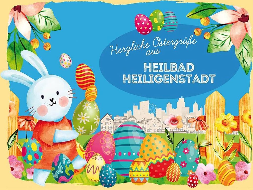 vianmo Holzschild 30x40 cm Ostern Ostergrüße HEILBAD HEILIGENSTADT