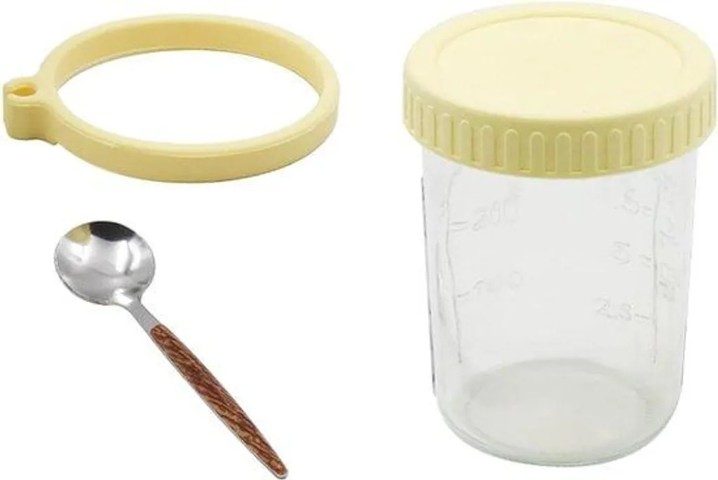 Bocaux en verre jaune 350 ml avec cuillères et couvercles - Set de 2