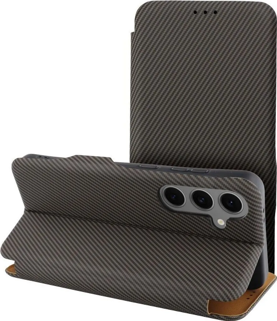 Cover Elegante Marrone Samsung A17 5G Carbon Fiber Magnetica