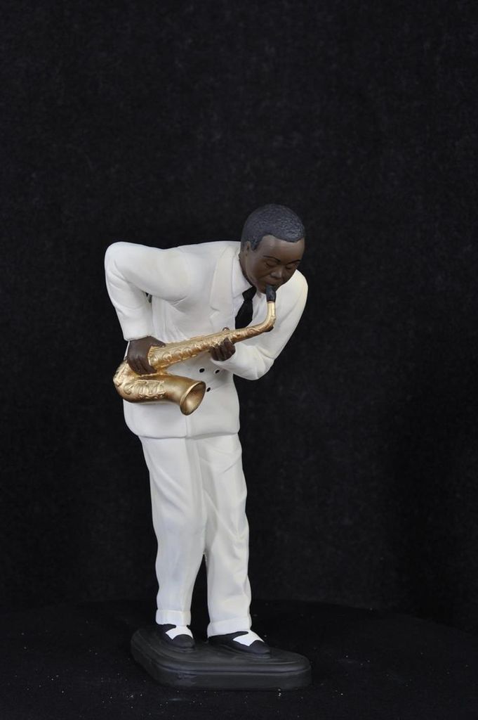 Figur Musik Design Schwarzer Mann Dunkelhäutiger Statue Skulptur Skulpturen Neu