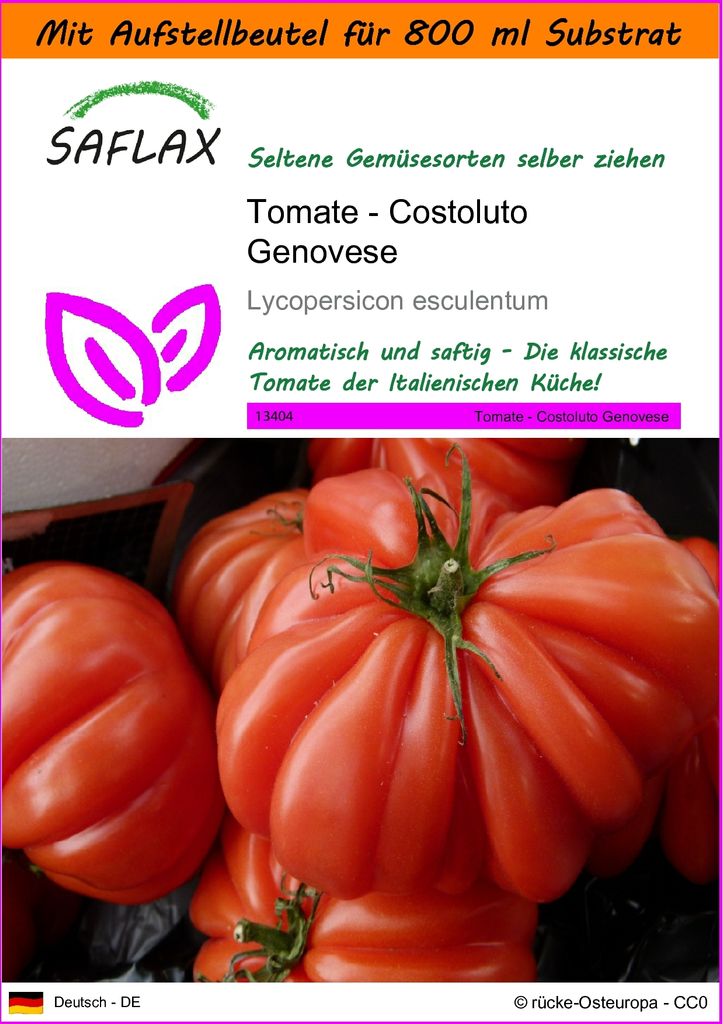 SAFLAX - Garden in the Bag - Tomate - Costoluto Genovese - 10 Samen - Mit Anzuchtsubstrat im praktischen, selbst aufstellenden Beutel - Lycopersico...