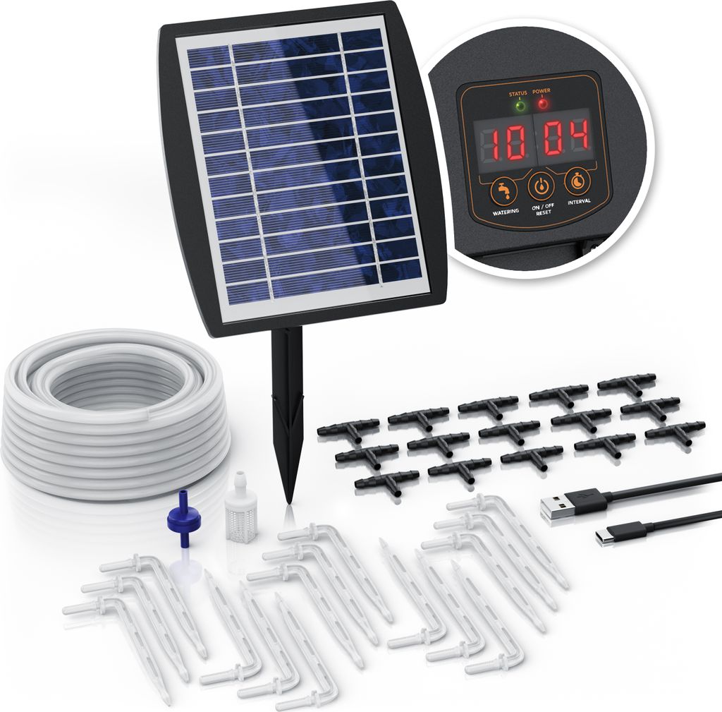 Zavlažovací systém Brandson Solar, kvapkové zavlažovanie na Obrázok produktu 