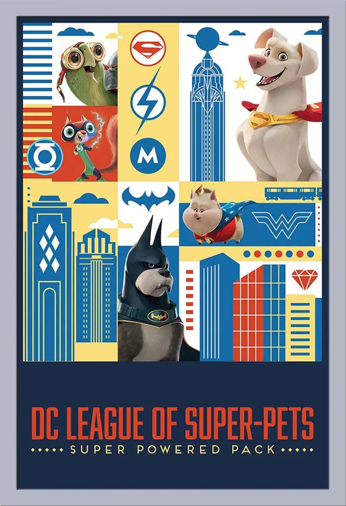 DC League Poster Super Pets con Cornice Shinsuke Maxi MDF Argento - 1
