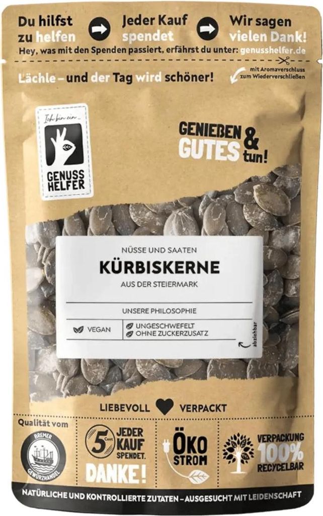 Steirische Kürbiskerne geschält, Arzneikürbis Kürbiskerne aus der Steiermark, 250g