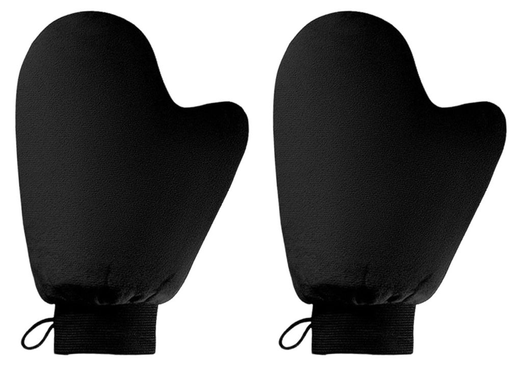 2 Stück wiederverwendbare, tragbare Samt-Sonnenhandschuhe zum Auftragen von Sonnencreme, doppelseitig, ideal für die Anwendung zu Hause