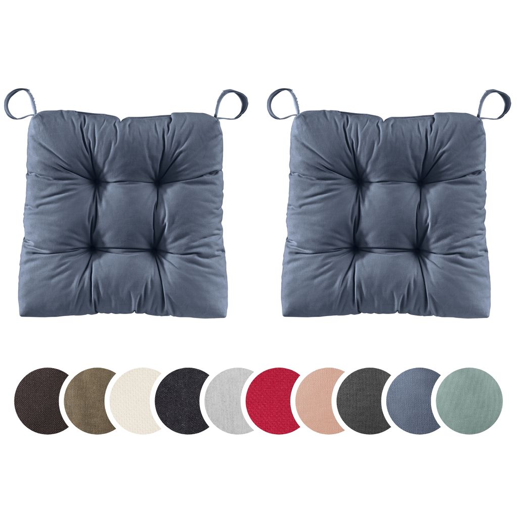 sleepling - 2er Set Stuhlkissen, Sitzkissen, für Indoor und Outdoor, 40 x 38 cm, jeans