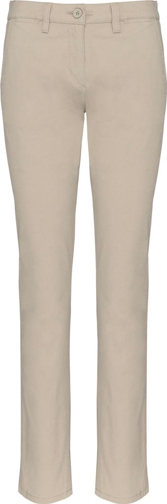 Kariban Damen Chino Hose Stoffhose Stretch Freizeithose Basic Denim, Größe:42, Farbe:Beige