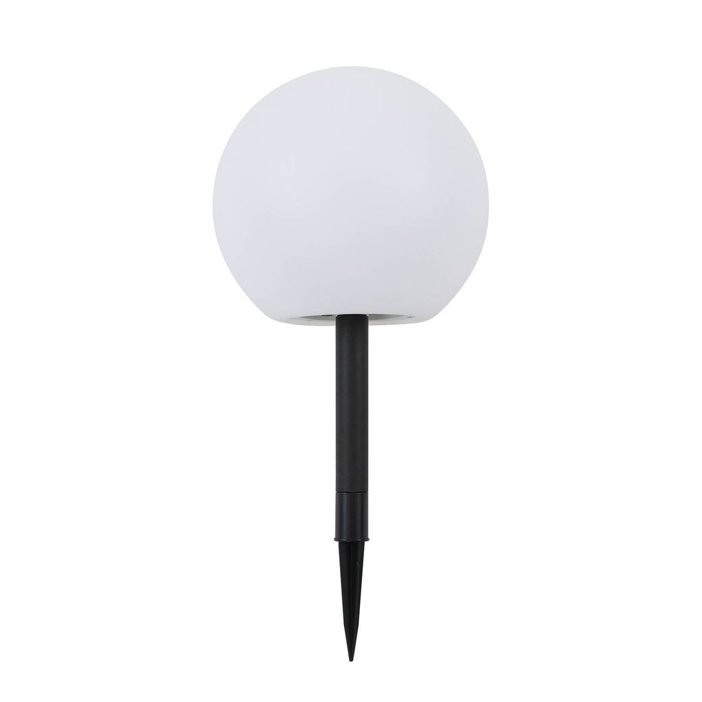 Lindby LED-Solarlampe Lago, Ø 25 cm, Kugel, Erdspieß, weiß