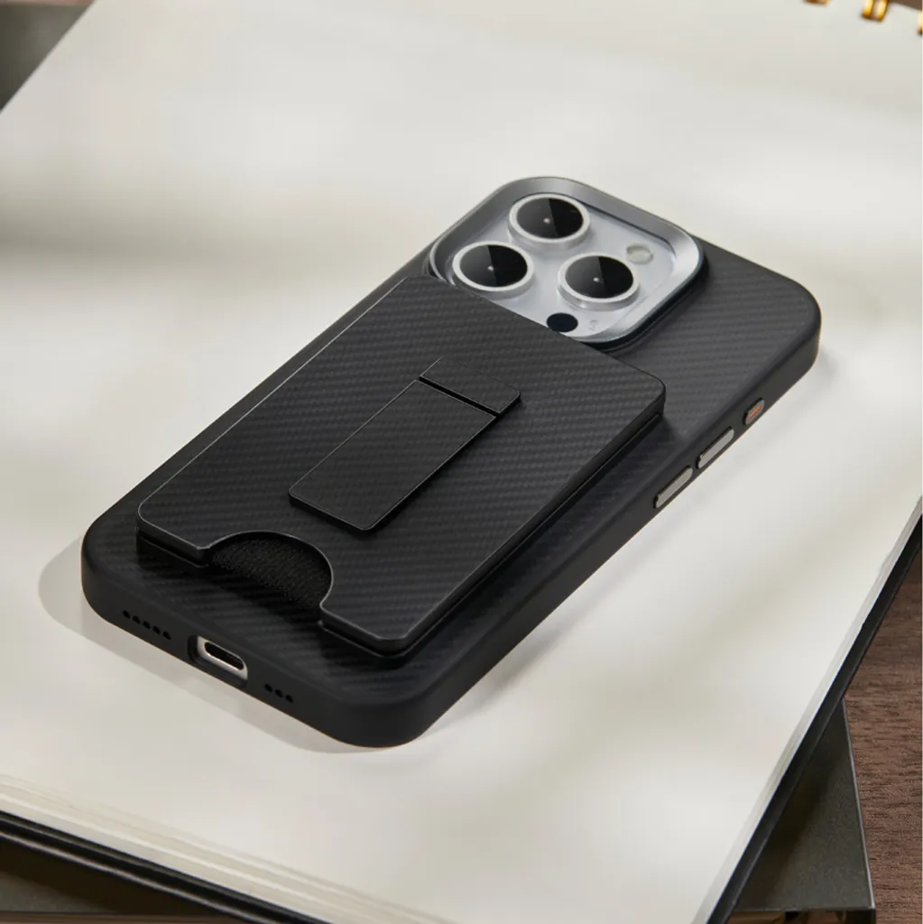 Porte-Carte Magnétique pour iPhone - Support Vidéo Intégré Noir Edizard - 6