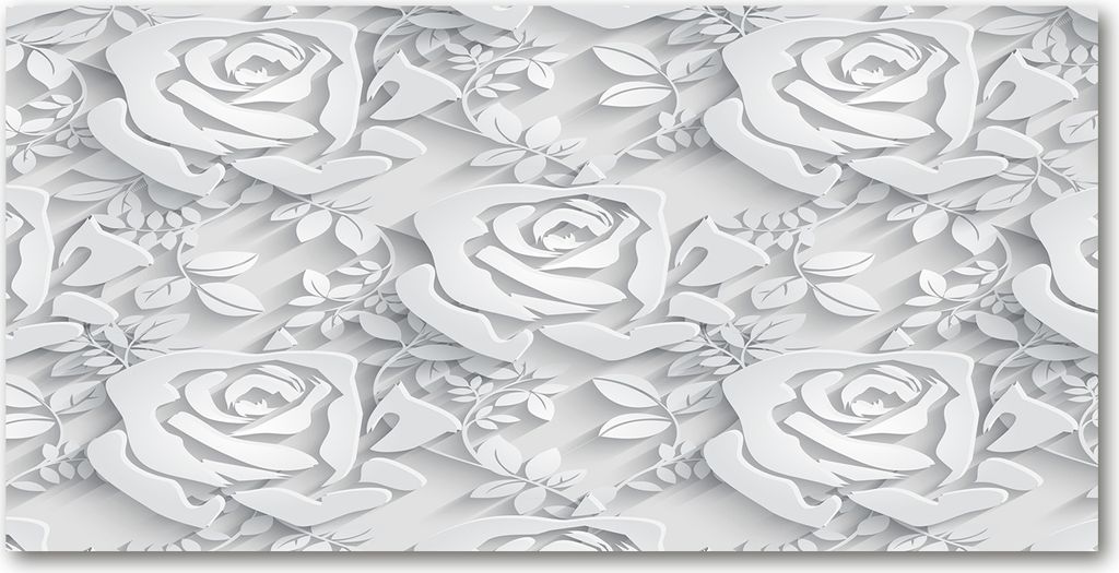 Tulup Leinwandbild -100x50 cm - Wandkunst - Drucke auf Leinwand - Leinwanddruck - Blumen & Pflanzen - Weiß - Rosen-Muster