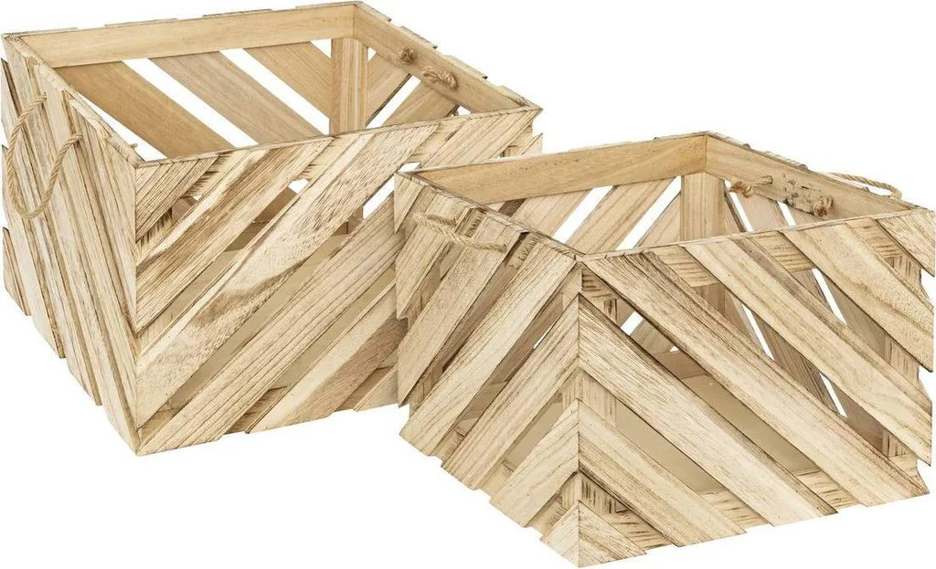 Set de 2 boîtes de rangement en bois véritable pour organisation maison