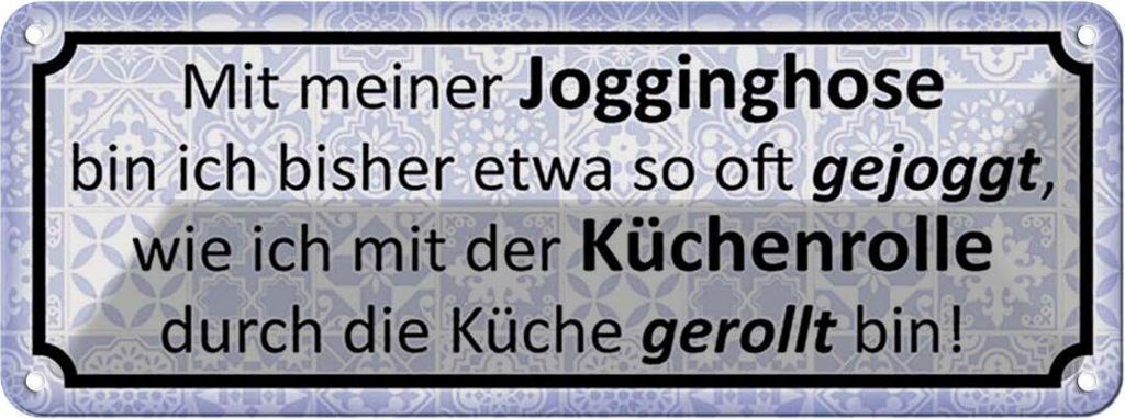 vianmo Blechschild 10x27 cm mit Jogginghose wie Küchenrolle Spruch Zitat