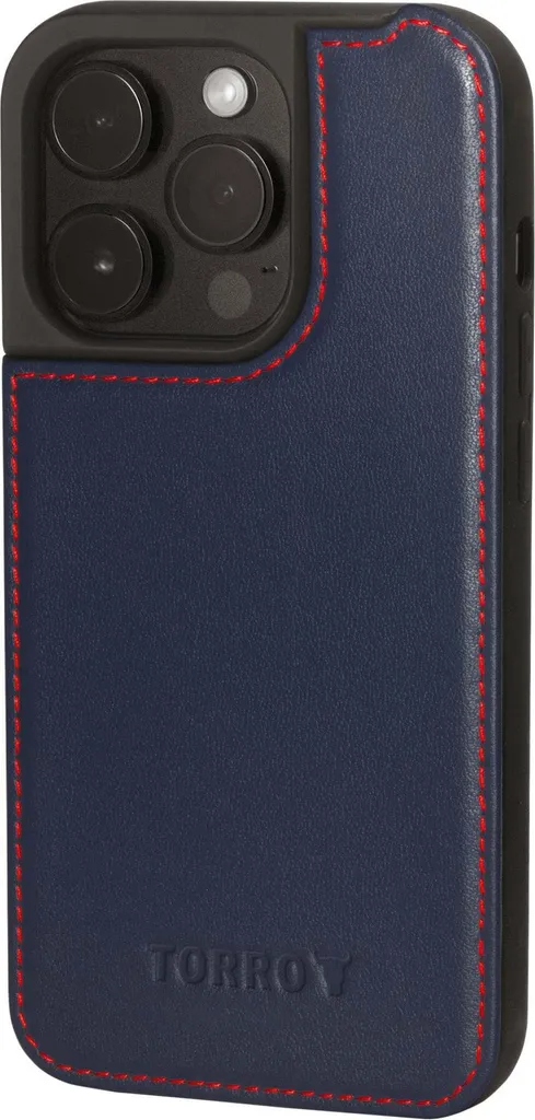 TORRO Étui iPhone 15 Pro en Cuir Véritable Bleu Marine Luxe et Élégant