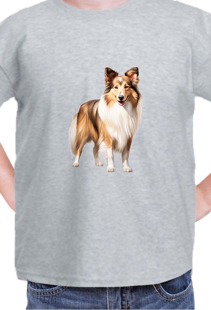 Kinder T-Shirt Dogs Breeds Australian Shepherd Dog Breed 006, 12-13 Jahr - 152 / Grau