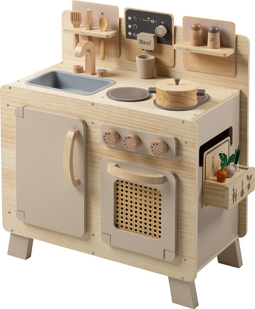 howa Kinderküche Spielküche aus Holz 'FoodieFun' inkl. 10 tlg. Kinderküchenzubehör 48241