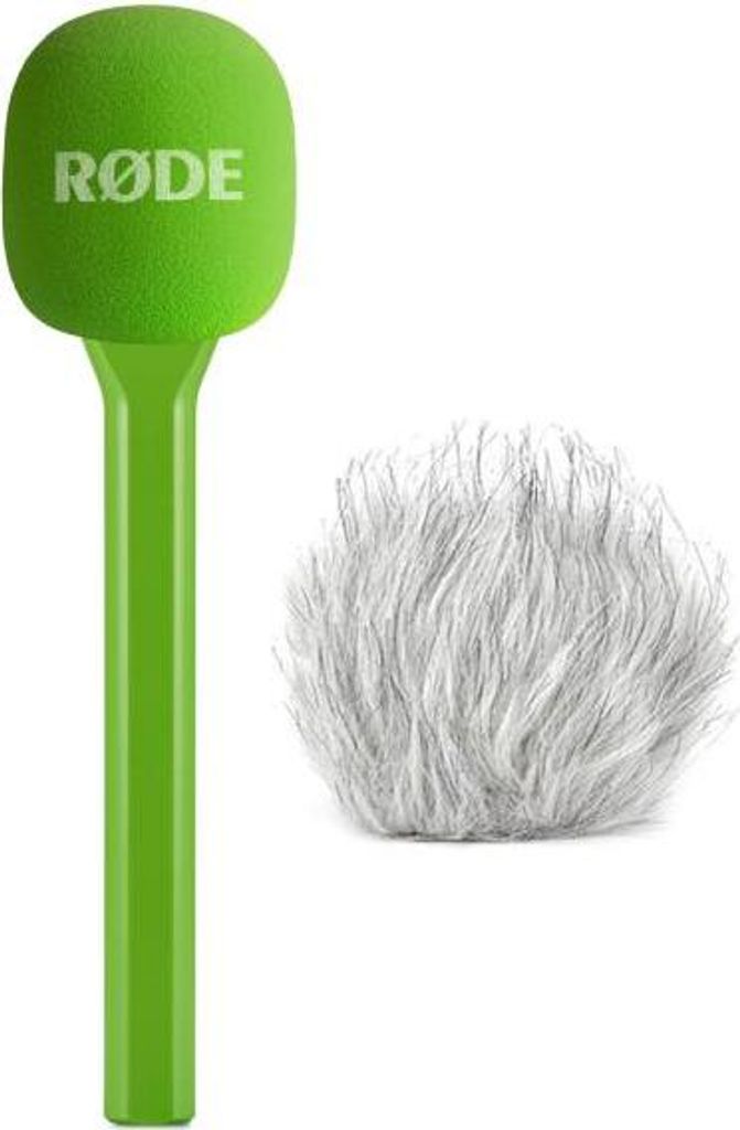 Rode Handadapter Interview GO Grün mit Fell-Windschutz