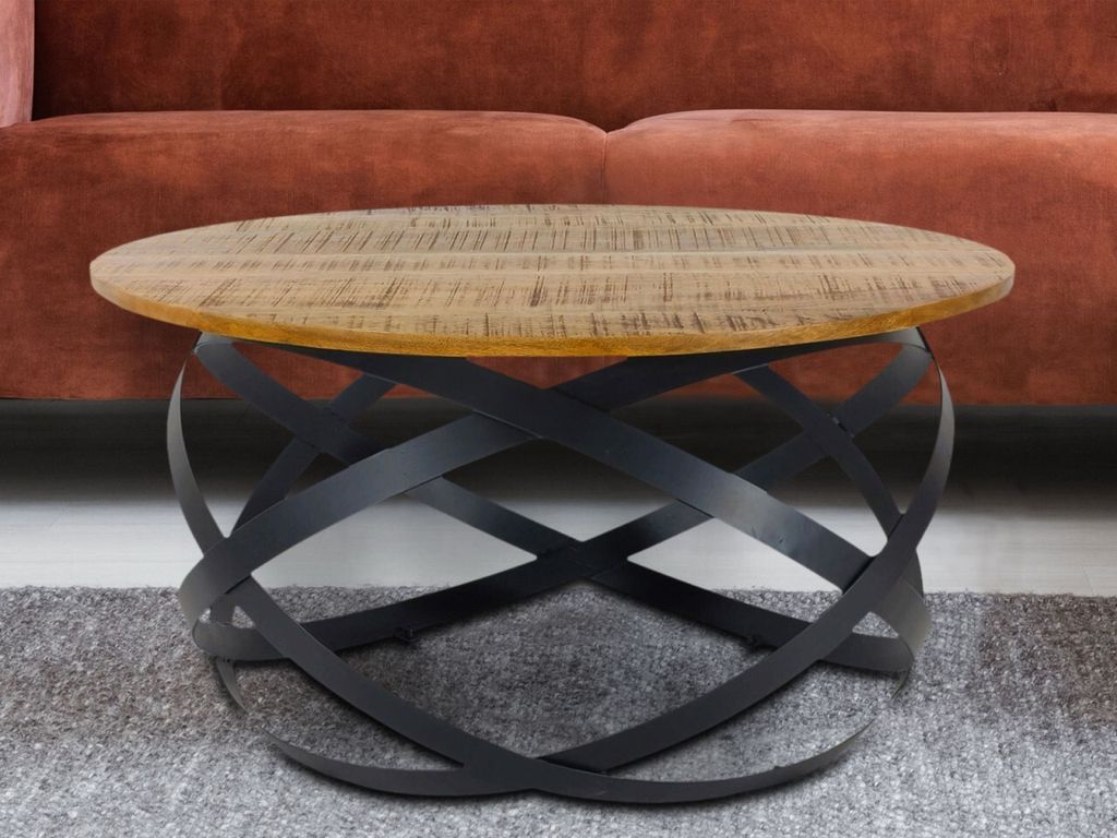 soma Beistelltisch Couchtisch rund Wohnzimmer Orbit Metall Gestell schwarz ø 75 cm