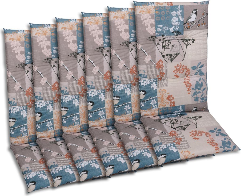 GO-DE Textil, Sesselauflage Hochlehner, 6er-Set, Farbe: taupe, Maße ca.: 118 cm x 48 cm x 5 cm