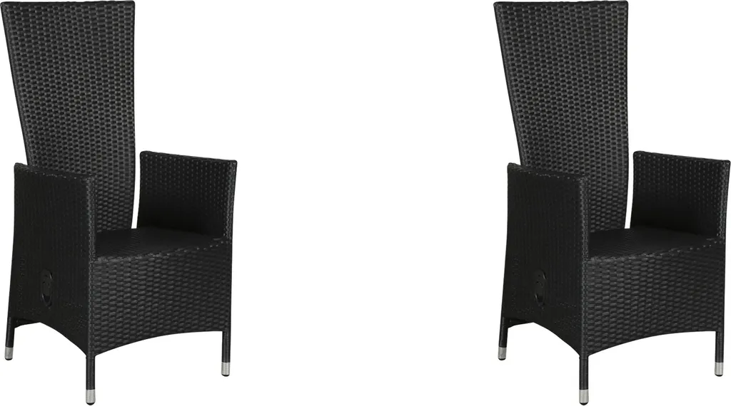 Duo de Fauteuils Extérieurs Noirs Inclinables pour Balcon et Terrasse