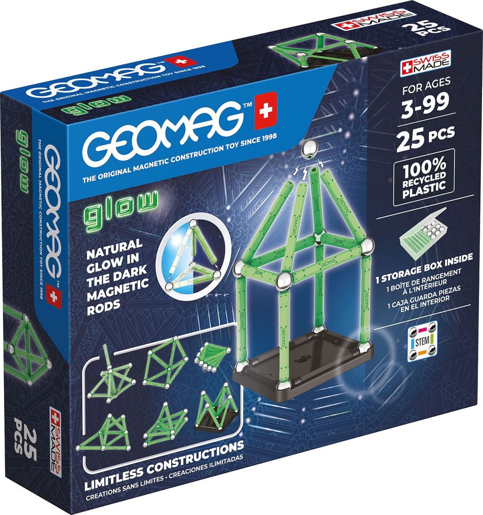 Geomag Leuchtende Recycelte Magnetblöcke Geo-328 25 Stücke One Size