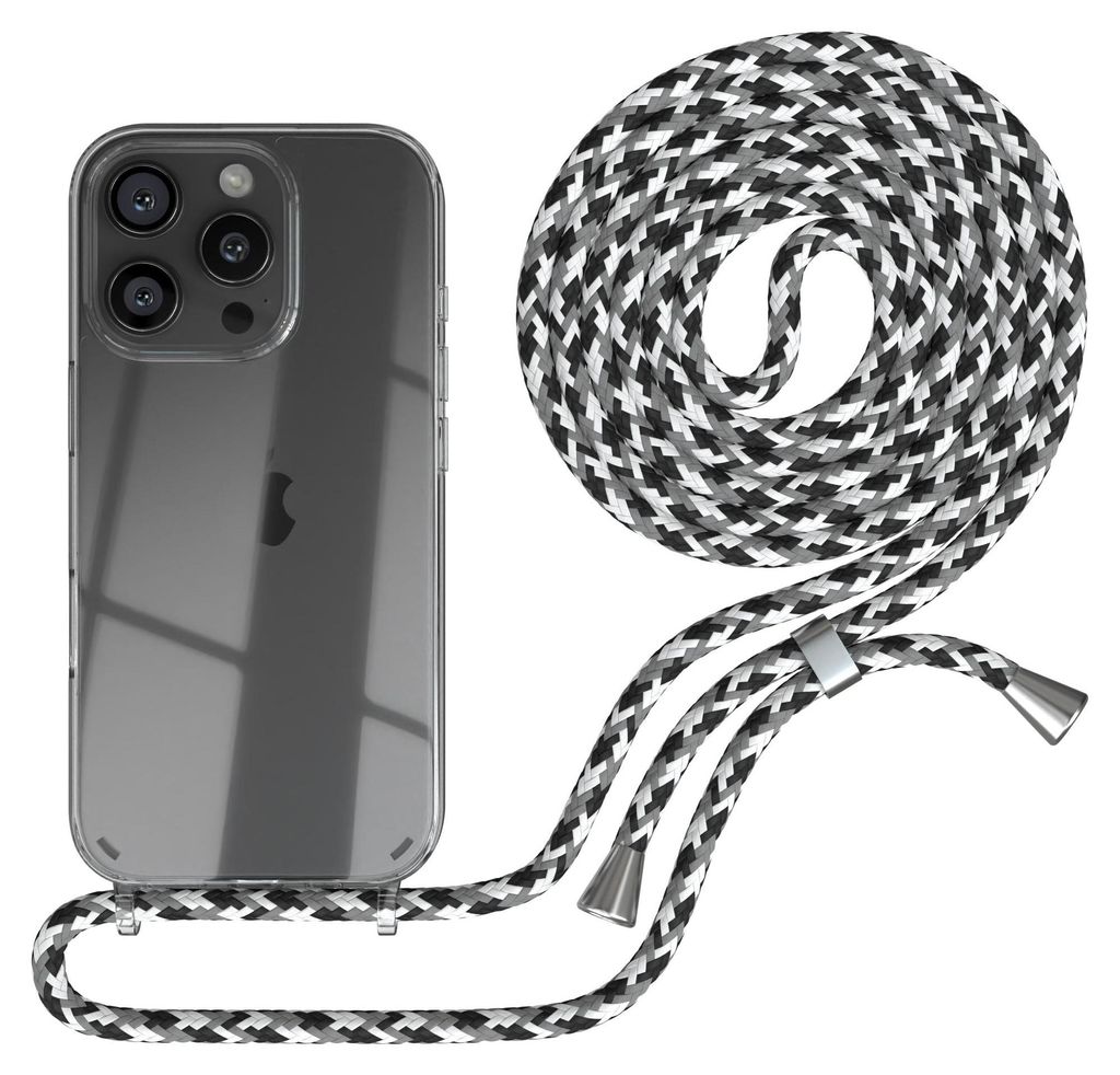 EAZY CASE Handykette mit Hülle für Apple iPhone 16 Pro Backcover Handykette, zum Umhängen in Schwarz