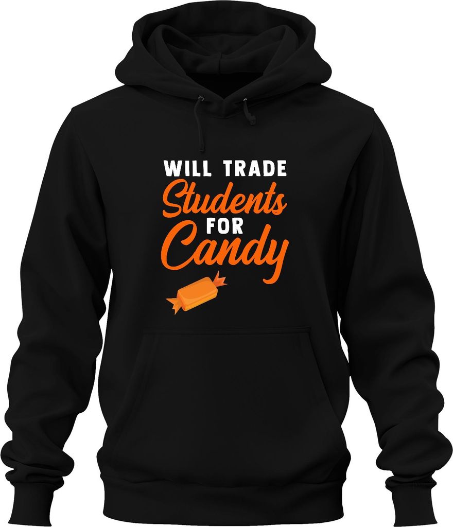 Will Trade Students For Candy Halloween Lustig Schule Eltern Uni Hoodie Kapuzenpullover, Schwarz, XXL