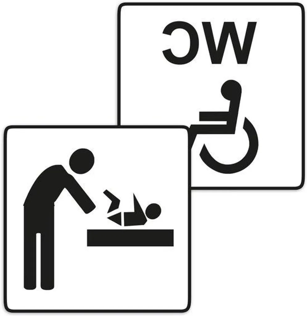 Signalétique PMR 9x9 cm étanche et robuste pour toilettes publiques