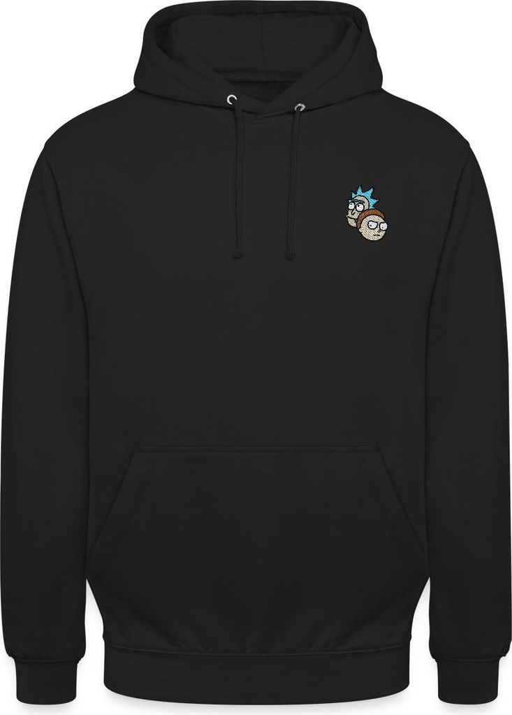 Spreadshirt Rick & Morty Köpfe Als Stick-Design Uni Hoodie, 3XL, Schwarz