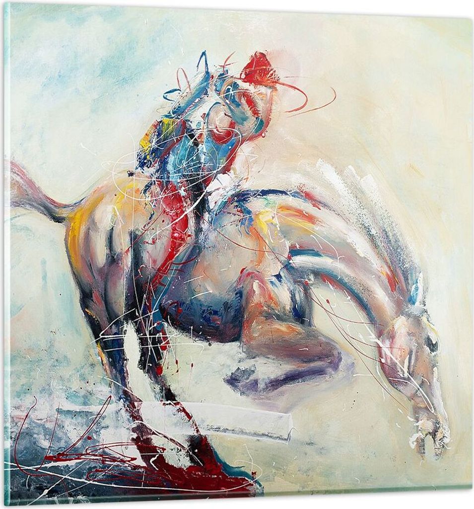 Bilder auf glas - Pferd Abstraktion - 40x40cm - Glasbilder - Wandbilder - Kunstdruck - zum Aufhängen bereit - Wanddekoration aus Glas - Glas Bilde...
