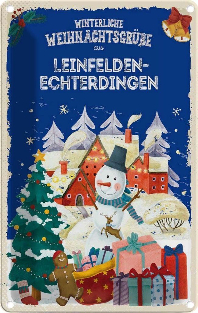 vianmo Blechschild 30x20 cm Weihnachtsgrüße LEINEFELDEN-ECHTERDINGEN Weihnachten