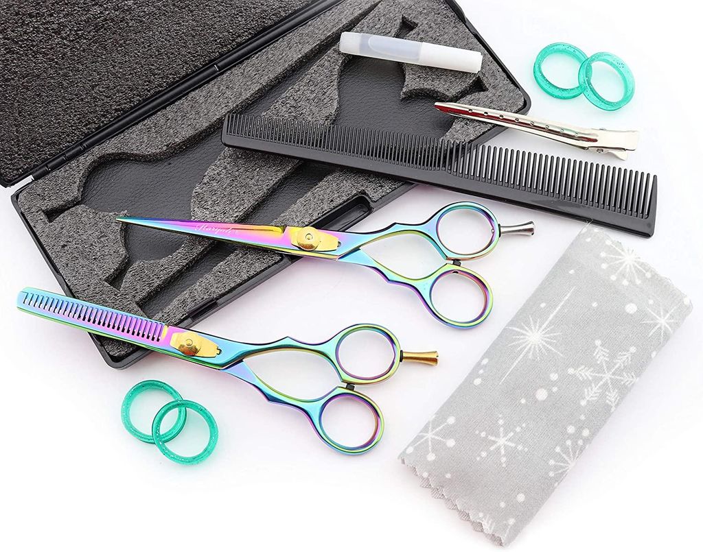 Friseurscheren-Set, Effilierschere, 15 cm Kamm + Gratis-Etui, 2-teiliges Set für Damen und Herren, geeignet für Salon und Studio. 15 cm scharfe K...