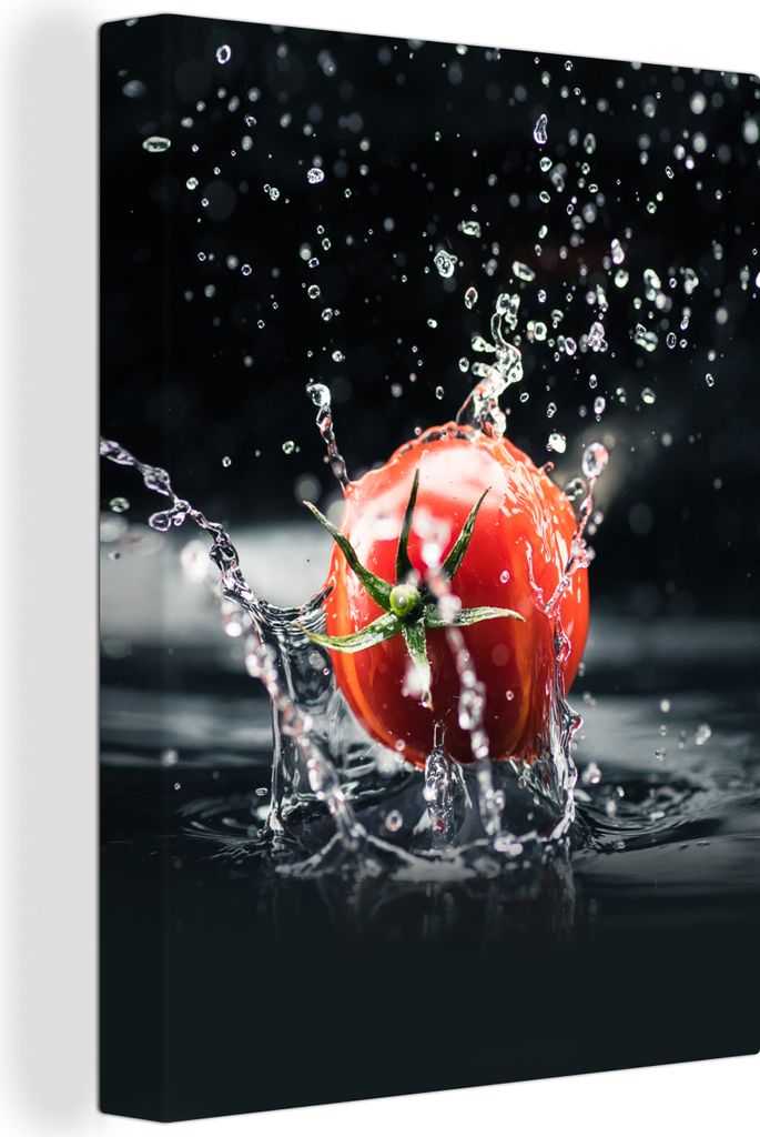 MuchoWow - Leinwandbilder - Tomate - Gemüse - Stilleben - Wasser - Rot, Wandbild, Wanddeko Bilder Wohnzimmer, 30x40 cm