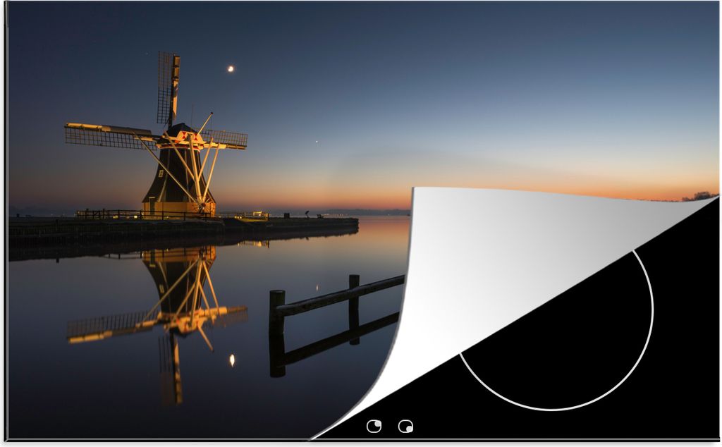 KitchenYeah Herdabdeckplatte Groningen - Wasser - Mühle , 76x51cm, Küche Deko, Glaskeramikfeld Herdabdeckung, Abdeckplatte fùr Kochfeld