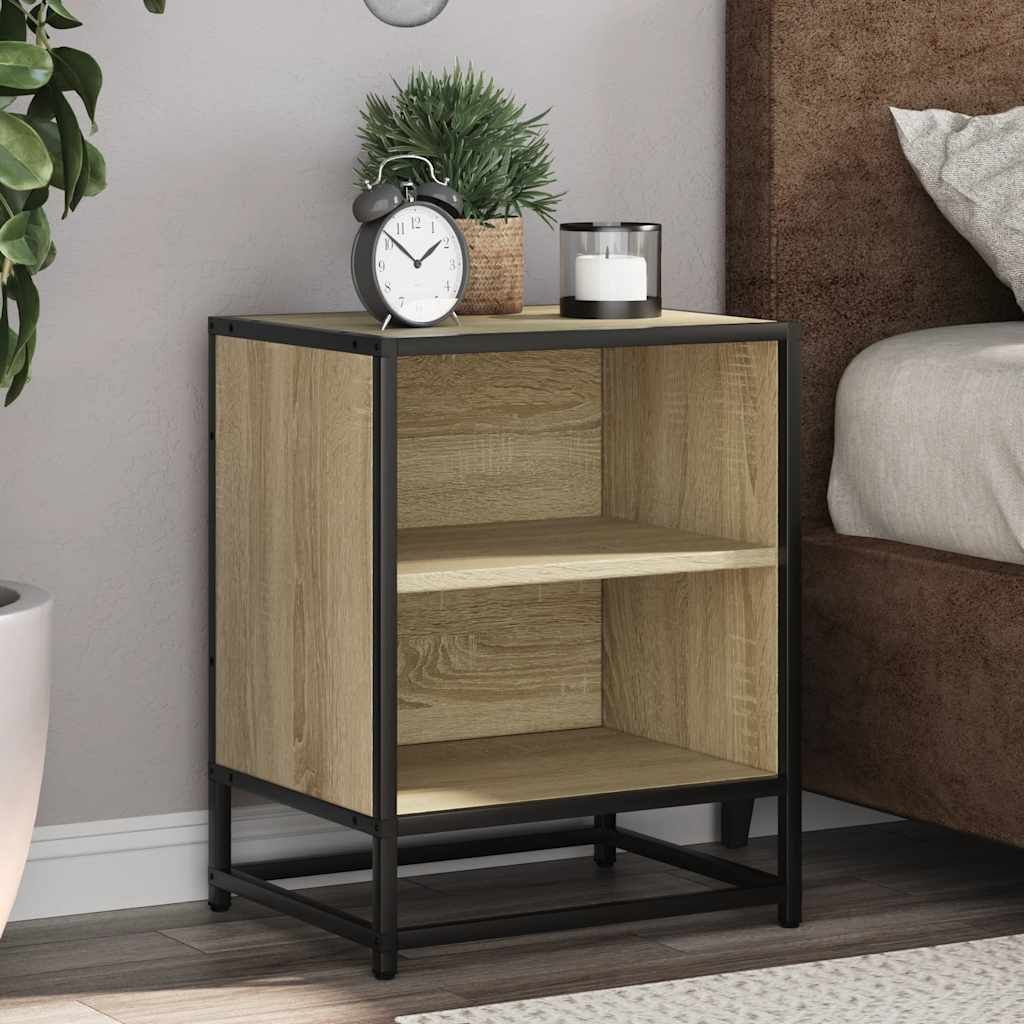 "im Angebot" Nachttische 2 Stk. - Schlafzimmertisch modern - Sonoma-Eiche 40x31x50cm Holzwerkstoff Metall - Beistellschrank CC23574
