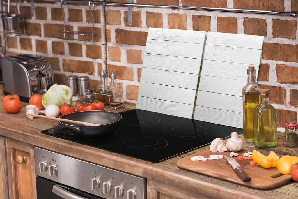 OFFERTA Coprifornelli 75x52 Vetro Bianco Legno - Set 2 Pezzi Universale - 8