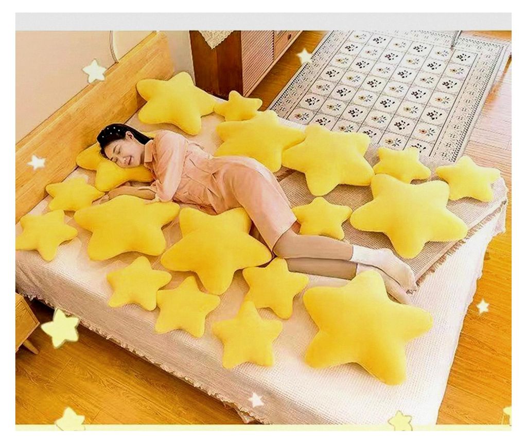 Stern Kuschelkissen für Zimmer und Hausbett, Dekokissen für Kuschelecken, Geschenkidee (Schwarz, 30 cm)
