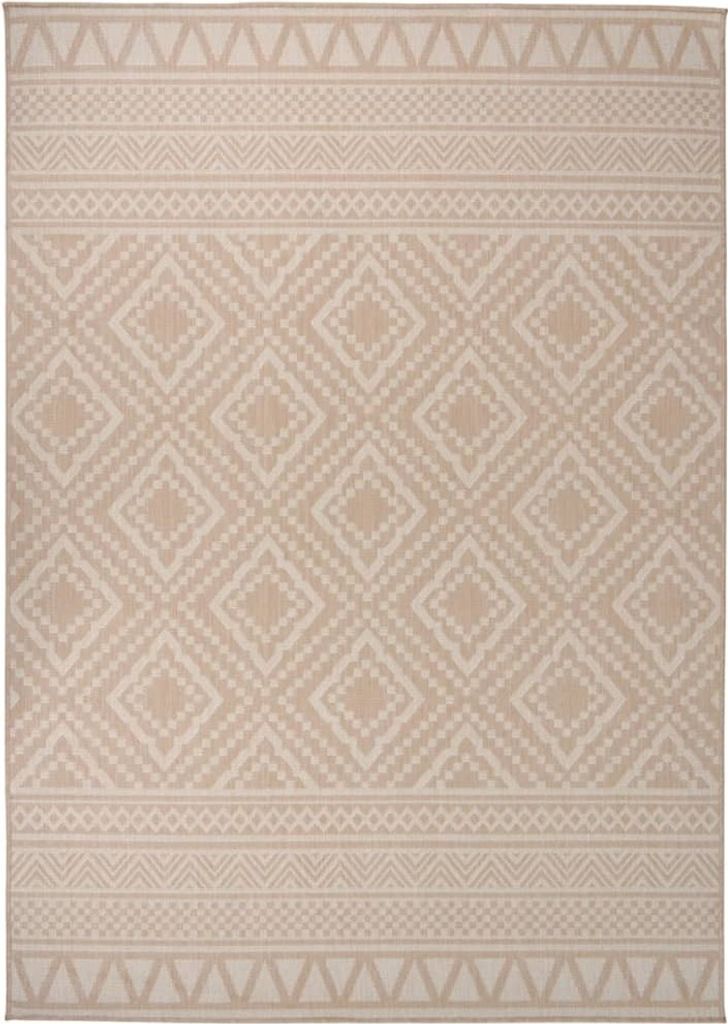Outdoor-Teppich Flachgewebe 120x170 cm Braun Gestreift