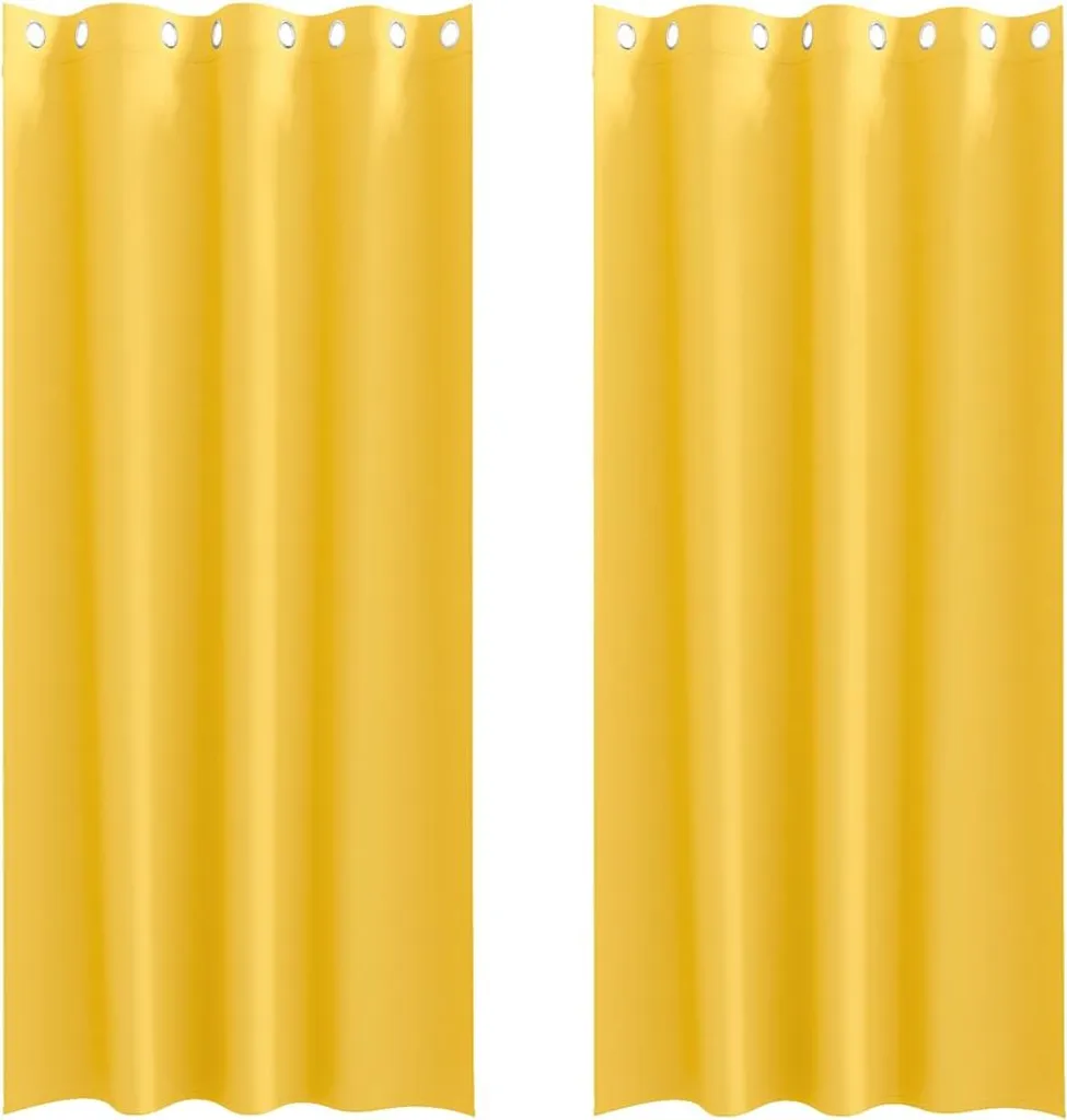 vidaXL Tende oscuranti con anelli 2 pezzi giallo senape 225 x 140 cm