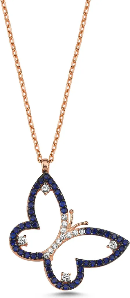 Cadeau idéal collier argent papillon bleu pour anniversaire et fête