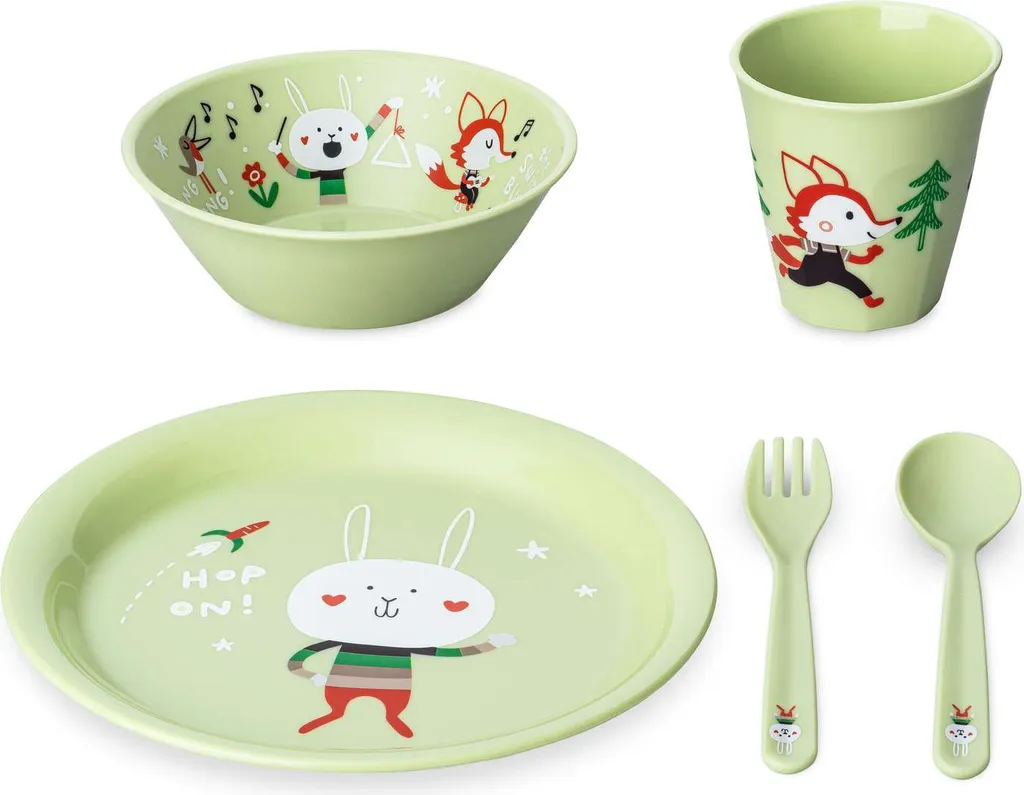 Set da pranzo per bambini HOP ON AT HOME, 4 pezzi, verde KOZIOL